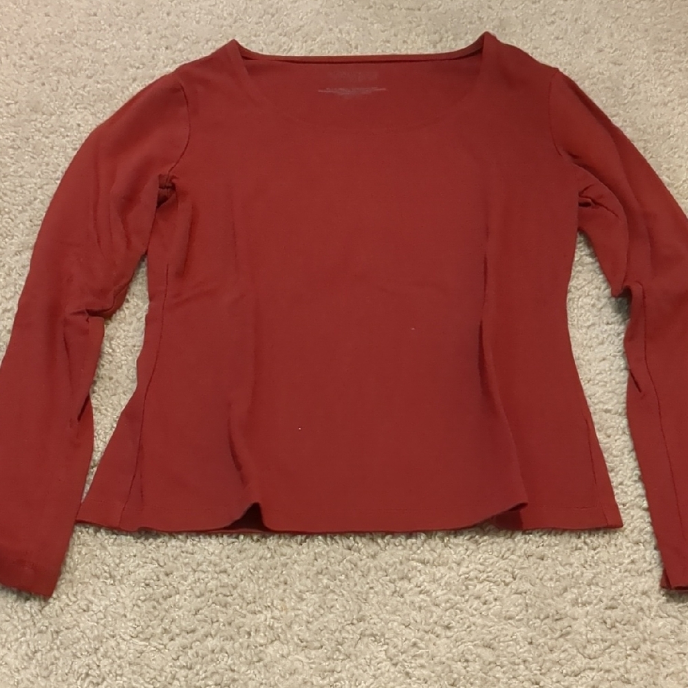 Adrienne Vittadini Long Sleeve Burgundy Blouse